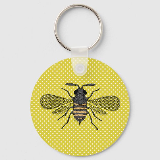Trendy BEE Yellow Polkadot Pattern Gift Decor NEW Sleutelhanger (Voorkant)
