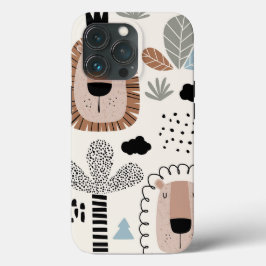 Trendy Beige BLack Lion Modern Stoer Hoesje