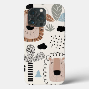 Trendy Beige Black Lion Oerwoud Stoere Hoesje iPho