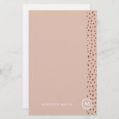 Trendy Beige Monogram met Terracotta Boho Brown Briefpapier (Voorkant / Achterkant)