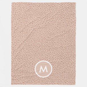 Trendy Beige Monogram met Terracotta Boho Brown Fleece Deken