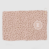 Trendy Beige Monogram met Terracotta Boho Brown Golfhanddoek (Horizontaal)