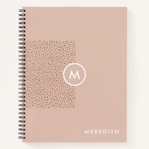 Trendy Beige Monogram met Terracotta Boho Brown Notitieboek