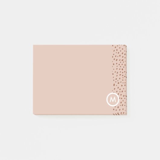 Trendy Beige Monogram met Terracotta Boho Brown Post-it® Notes (Voorkant)