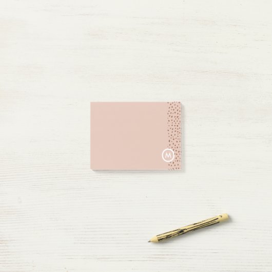 Trendy Beige Monogram met Terracotta Boho Brown Post-it® Notes (Op bureau)