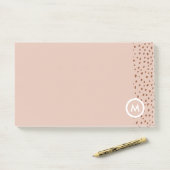 Trendy Beige Monogram met Terracotta Boho Brown Post-it® Notes (Op bureau)