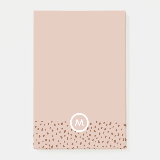 Trendy Beige Monogram met Terracotta Boho Brown Post-it® Notes (Voorkant)