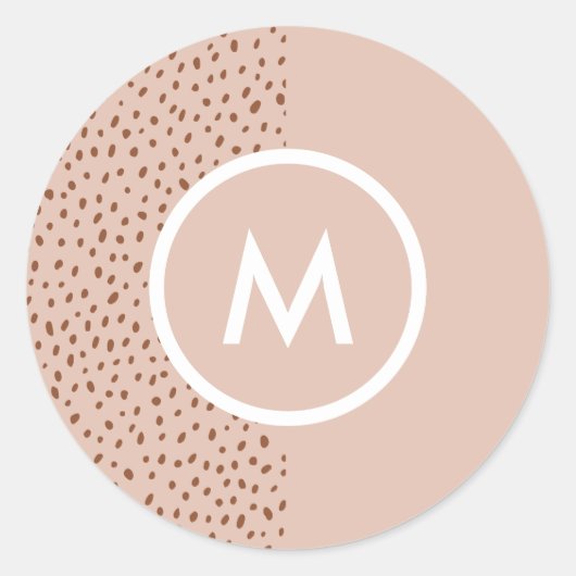 Trendy Beige Monogram met Terracotta Boho Brown Ronde Sticker (Voorkant)