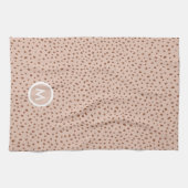 Trendy Beige Monogram met Terracotta Boho Brown Theedoek (Horizontaal)