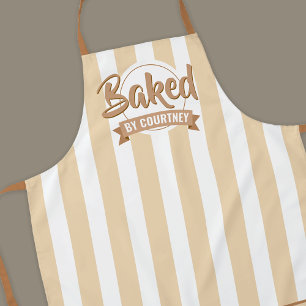 Trendy Beige Strepen Meisjesachtig Bakkerij Chef C Schort