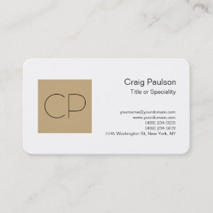 Trendy Beige White Monogram Visitekaartje