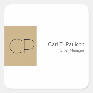 Trendy Beige Wit Monogram Minimalistische Creëer Vierkante Sticker