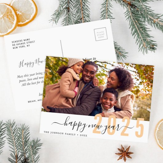 Trendy belettering Nieuwjaar Briefkaart