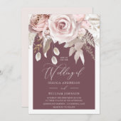 Trendy Berry Blush & Ivory Boho Arch Wedding Kaart (Voorkant / Achterkant)