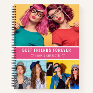 Trendy Best Friends Forever Photo Collage Quote Notitieboek