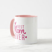 Trendy Best mam Ever Pink Typography Mok (Voorkant links)