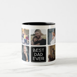 Trendy Beste DAD ooit Script Eenvoudige 9 Fotocoll Tweekleurige Koffiemok