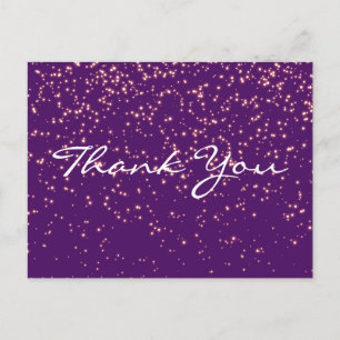 Trendy Betaalbare Gouden Glitter Paarse Dank Je Briefkaart