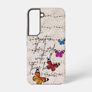 Trendy Bijbel Witte Gehaakte Regenboog Vlinders Samsung Galaxy Hoesje
