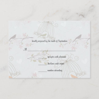 Trendy Birdcages and FlowersWedding Response Card RSVP Kaartje