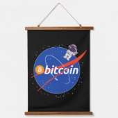Trendy Bitcoin Astronaut Space Crypto Hangend Wandkleed (Voorkant)