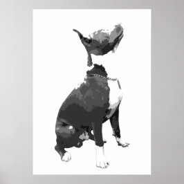 Trendy Black and white Pit Bull dog Poster