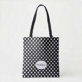 Trendy Black and White polka dots Monogram Draagtas (Voorkant)