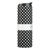 Trendy Black and White polka stips Monogram Thermosbeker (Gedraaid links)
