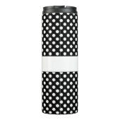 Trendy Black and White polka stips Monogram Thermosbeker (Achterkant)