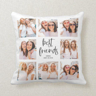 Trendy Black and White Script Beste vrienden fot Kussen
