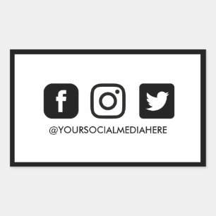 Trendy Black and White Social Media Rechthoekige Sticker