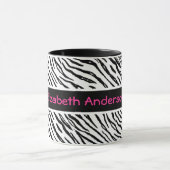 Trendy Black and White Tiger Stripes Pink Name Mok (Midden)