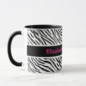 Trendy Black and White Tiger Stripes Pink Name Mok (Links)