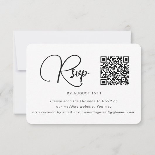 Trendy Black and White Wedding Photo RSVP QR Code (Voorkant)
