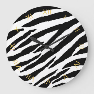 Trendy Black and White Zebra Animal Pattern Grote Klok