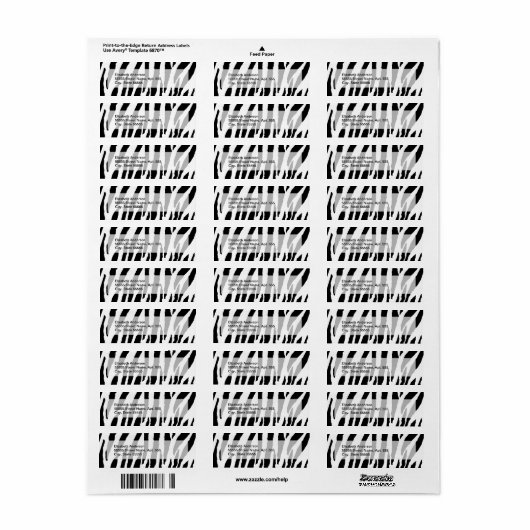 Trendy Black and White Zebra Pattern Etiket (Full Sheet)