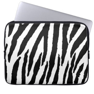 Trendy Black and White Zebra Pattern Laptop Sleeve