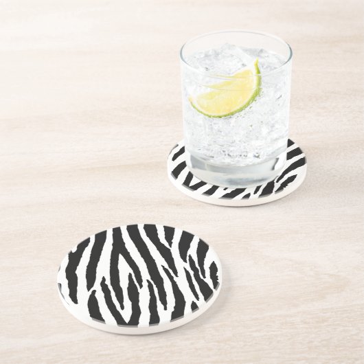 Trendy Black and White Zebra Pattern Zandsteen Onderzetter (Zijkant)