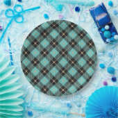 Trendy Black Aqua Pset Pattern Papieren Bordje (Feest)