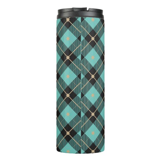 Trendy Black Aqua Pset Pattern Thermosbeker (Achterkant)