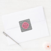 Trendy Black Arched Scallops Roze Monogram Naam Vierkante Sticker (Envelop)