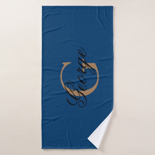 Trendy Black Blue Gold Stylish Monogram  Badhanddoek (Badhanddoek)