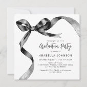 Trendy Black Bow Afstuderen Feestdagenkaart (Voorkant)