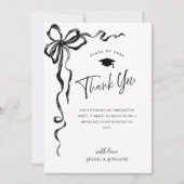 Trendy Black Bow Coquette FOTO Afstuderen Bedankkaart (Voorkant)