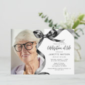 Trendy Black Bow Fotoviering van het Leven Kaart (Staand voorkant)