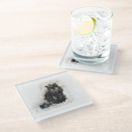 Trendy Black cat Distress Afbeelding Glazen Onderzetter