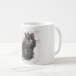 Trendy Black Cat Distress Afbeelding Koffiemok