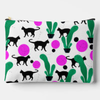 Trendy Black Cat en Cactus Pattern