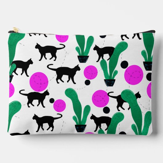 Trendy Black Cat en Cactus Pattern Etui (Voorkant)