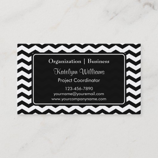 Trendy Black Chevron Zigzag Pattern Visitekaartjes (Voorkant)